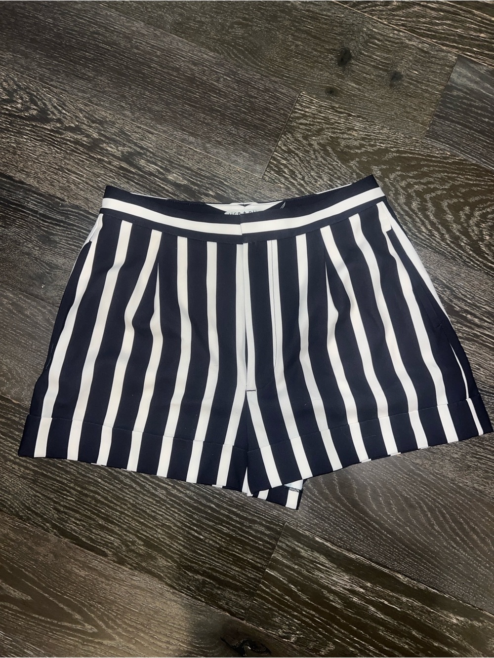 Alice and Olivia High Waisted Striped Shorts